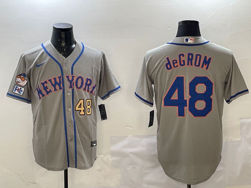 Men New York Mets 48 Degrom Grey Game 2025 Nike MLB Jersey style 3